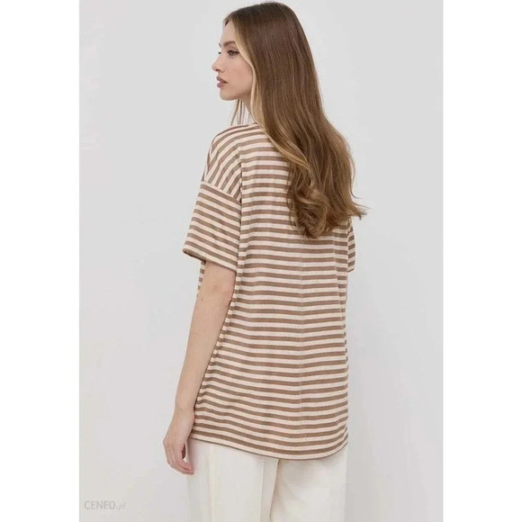 NWT Max Mara Leisure Zebio Striped Tee Shirt - Metallic Classic Linen Top - Picture 8 of 9